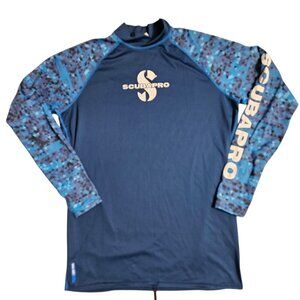 ScubaPro Rash Guard Men's SZ XXL 2XL Long Sleeve UPF50 Spellout Blue Diving swim